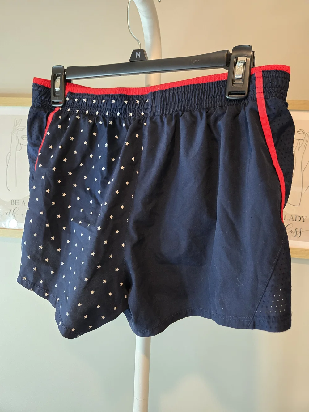 Nike Americana Navy Star Print Running Shorts with Red Trim